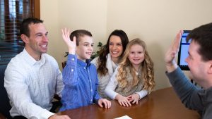 Family meeting with Cleveland State Bank employee